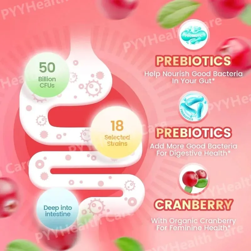 Probiotic for Women Probiotic Gummies Feminine Daily Wellness Balance Ph Gummies Cranberry Probiotics Health Yeast Ph Balance — image 4