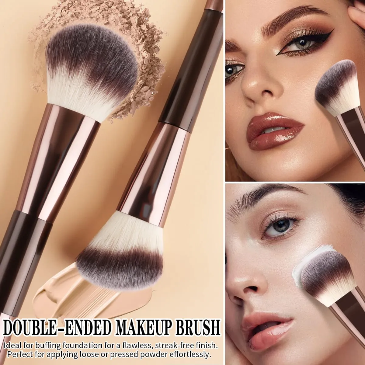 6Pcs Double Head Makeup Brush Set Powder Blush Contour Eyeshadow Eyebrow Brushes Full Face Cosmetic Tools