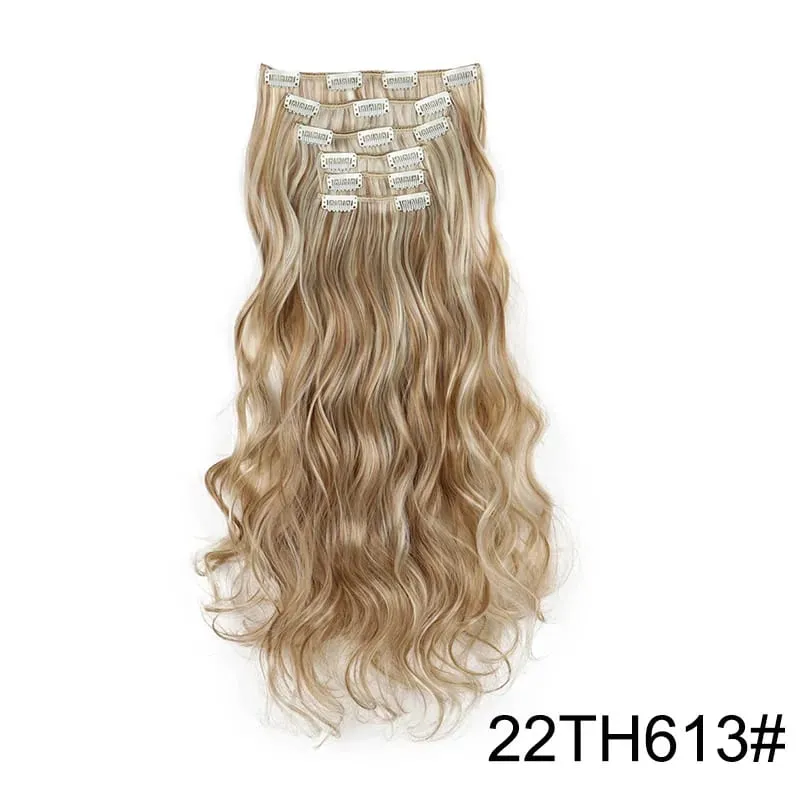22Inch Synthetic 6pcs/set Long Curly Hair Extension Thick Soft Hairpiece for Short Hairline Coverage for Women Daily Use — image 18