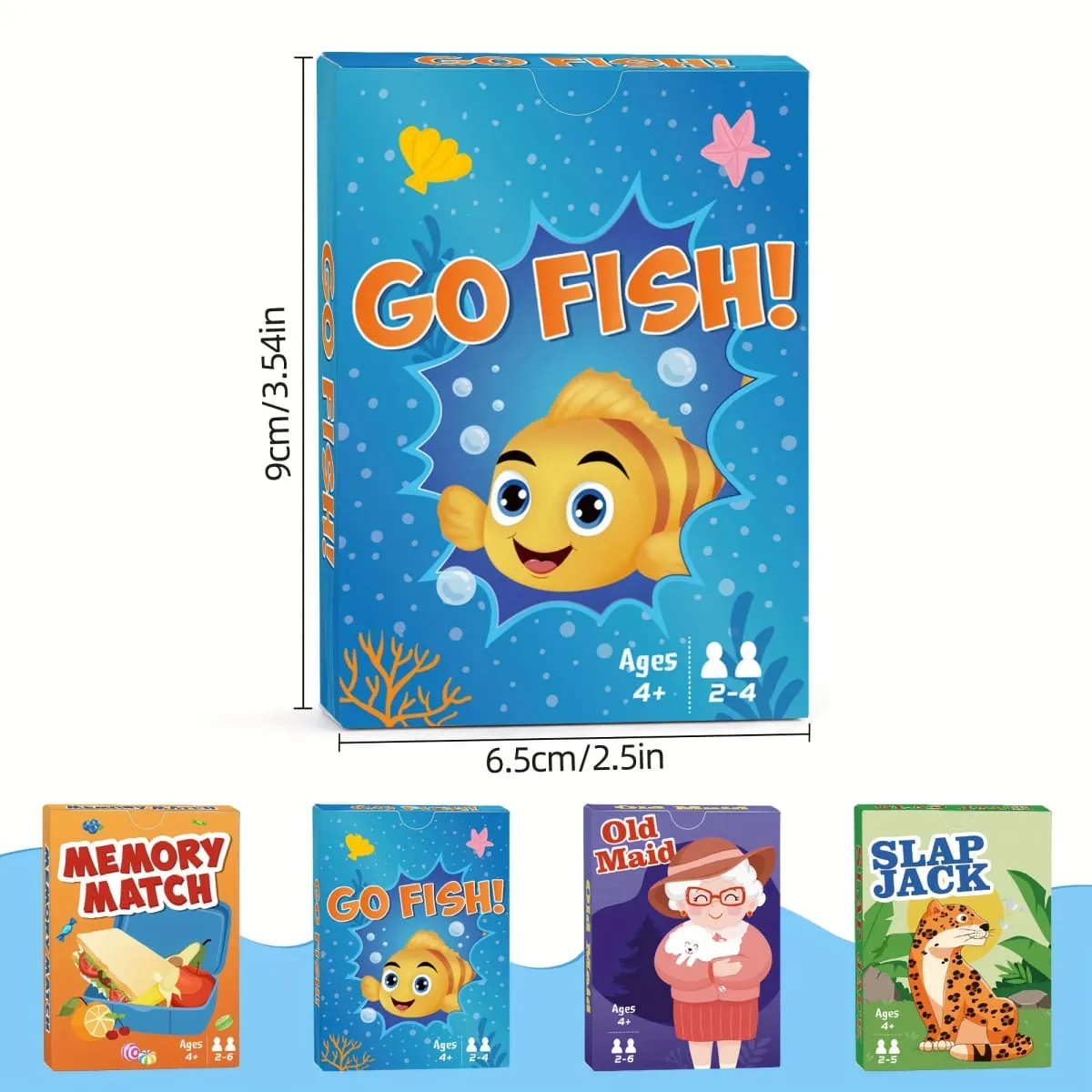 4 in 1 Kids Card Games: Go Fish Old Maid Memory Match Slap Jack; Birthday Gifts for Boys and Girls Ages 4+; Educational Game — image 2