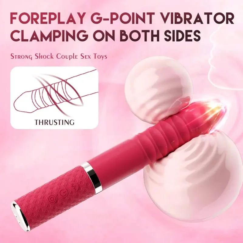 Penggetar Tujahan G Spot Penggetar Kelentit Kalis Air & Boleh Dicas semula Realistik Silikon Dildo Vibrator Rose Mainan Seks untuk Wanita — image 4