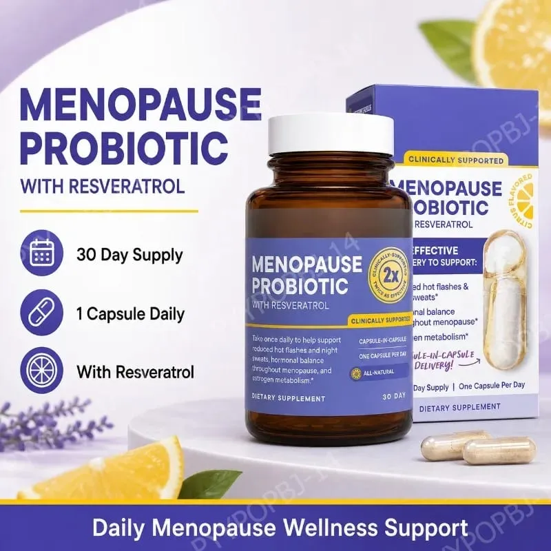 Menopause Probiotics for Women Hormonal Balance Hot Flashes Night Sweats Gut Health Resveratrol & Omega 30 Capsules — image 1