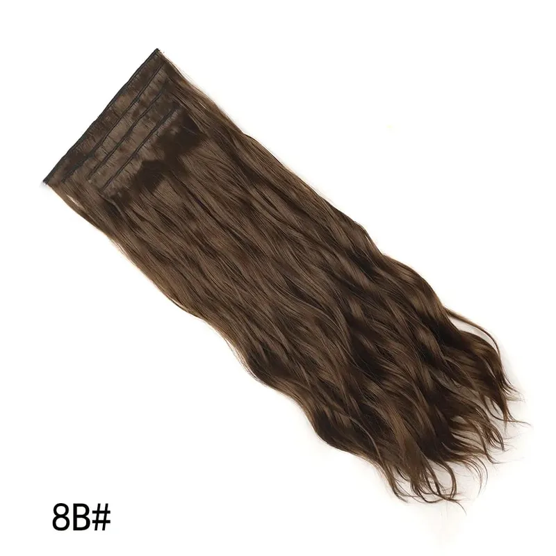4PCS/Set Clip-in Hair Extensions 20inches Long Water Wavy Synthetic Hair Extensions Thick Hairpieces Fake Hair for Women Girls