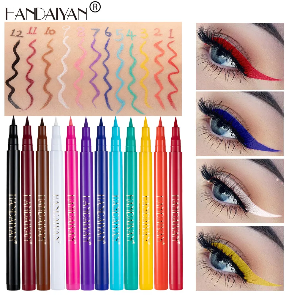 Quick-dry Matte White Eyeliner Pencil Makeup Long Lasting Smooth Liquid Eye Liner Waterproof Anti-Smudge Eyeliner Pen Cosmetics