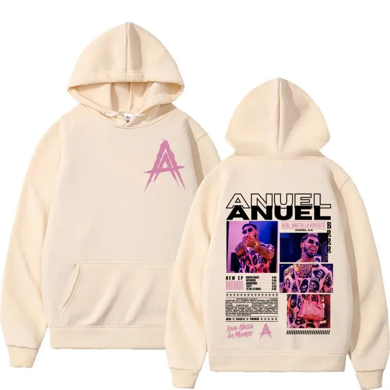 Rapper Anuel AA Real Hasta La Muerte Album Tour Hoodie Streetwear Men Women Vintage Hip Hop Pop Music Hoodies Casual Sweatshirts — image 12