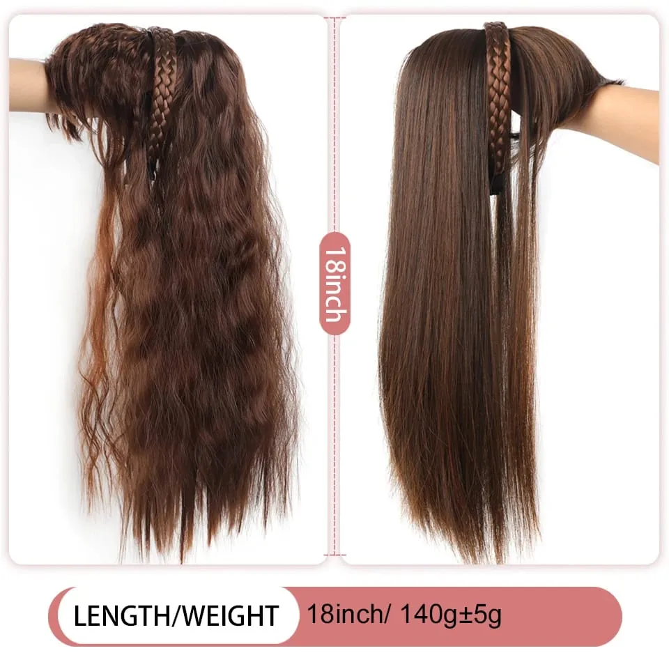 Synthetic Topper for Women Long Water Wave Top Clip Topper Hair Extensions Cover Thinning Hair Grey Hair Increase Volume — image 7
