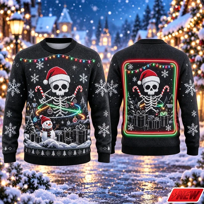 3d Print Christmas Tree Ugly Sweater Men Merry Christmas Trend Crew Neck Sweatshirts Women Neon Snowman Gift Fake Sweater Unisex — image 11