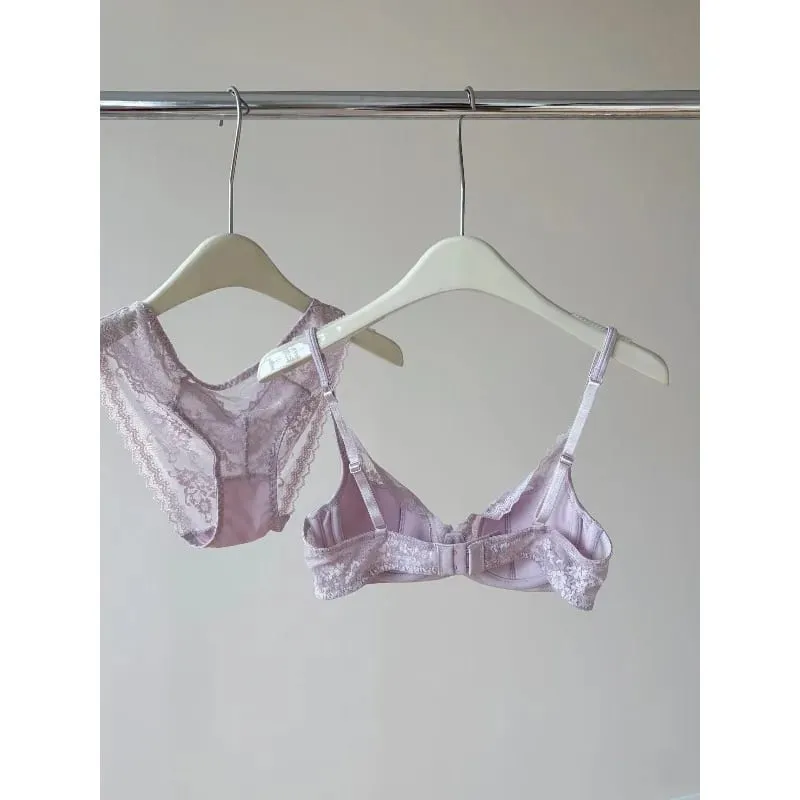 French Style Lace Underwire Bra | Half Cup Push Up Bra Large Bust Summer Lightweight Slimming Anti Sag Lingerie Set BANERDANNI — image 4