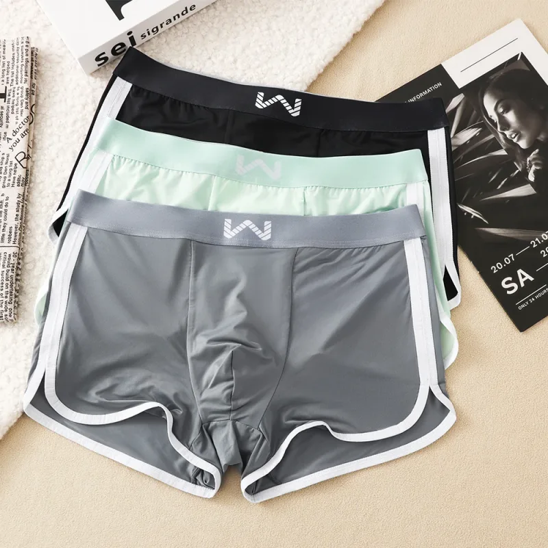 3 Cái/gói Ice Silk Thoáng Khí Lưới Kháng Khuẩn Quần Lót Nam Không Gian Lớn Túi Quần Lót Dây Thắt Lưng Đàn Hồi Cao Boxer Homme — image 18