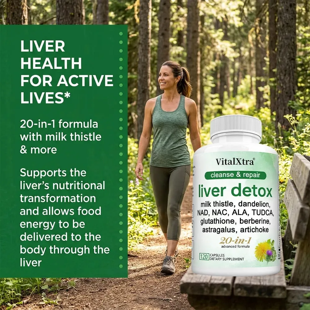 Liver Detox & Repair Capsules with Milk Thistle Dandelion & Turmeric Liver Cleanse Nourishing Antioxidant & Digestion Support — image 5