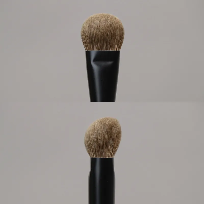 T101 Professional Handmade Makeup Brushes Soft Natural Goat Hair Tilted Foundation Brush Short Ebony Wood Handle Make Up Brush — image 2
