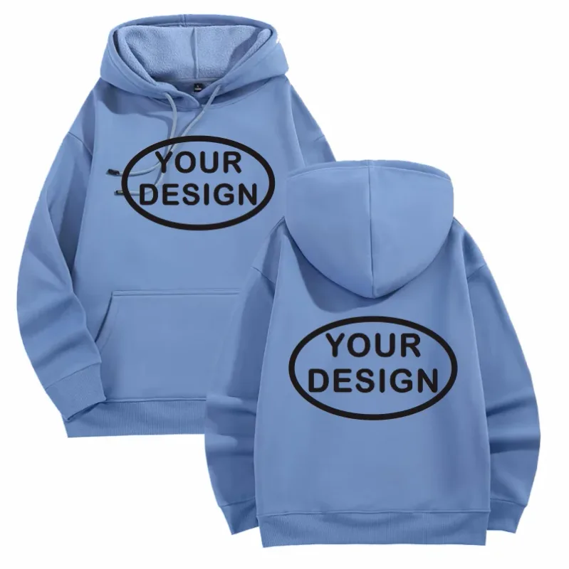 Hoodies Lelaki Dan Wanita Bercetak Tersuai Fesyen Kasual Longgar Pullover Lengan Panjang Bersulam LOGO Baju Sukan Jalanan
