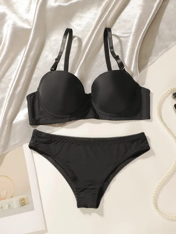 Hot selling solid color 2-piece underwear set multi-color daily four season Bra set comfortable to wear sexy Lingerie 2611 — image 8