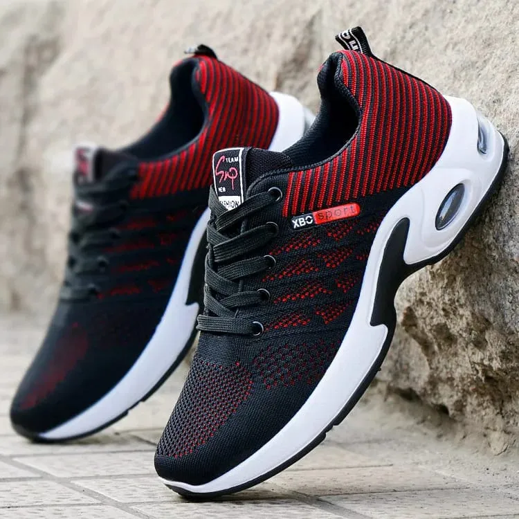 Men's Black Grey Knit Air Cushion Sneakers Breathable Non-Slip Lightweight Casual Running Shoes for Daily Walking Work — image 6