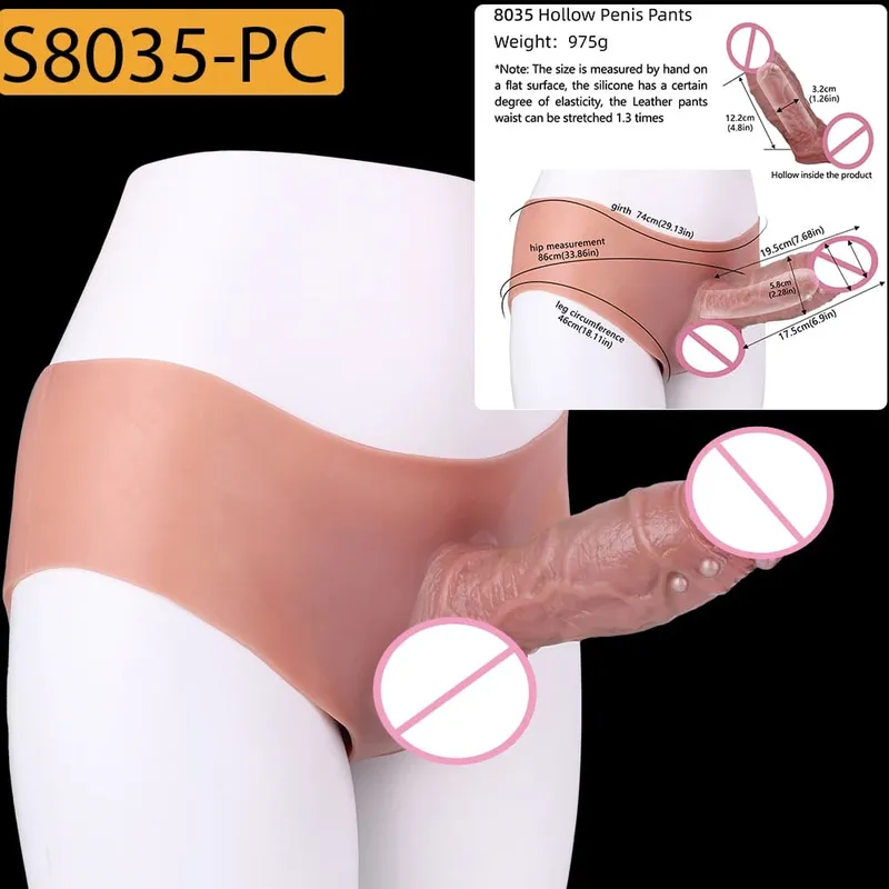 Reusable Hollow Penis Sleeve Pants насадка на член Realistic Male Dick Extender Sex Toys Couples Sex Pleasure Products