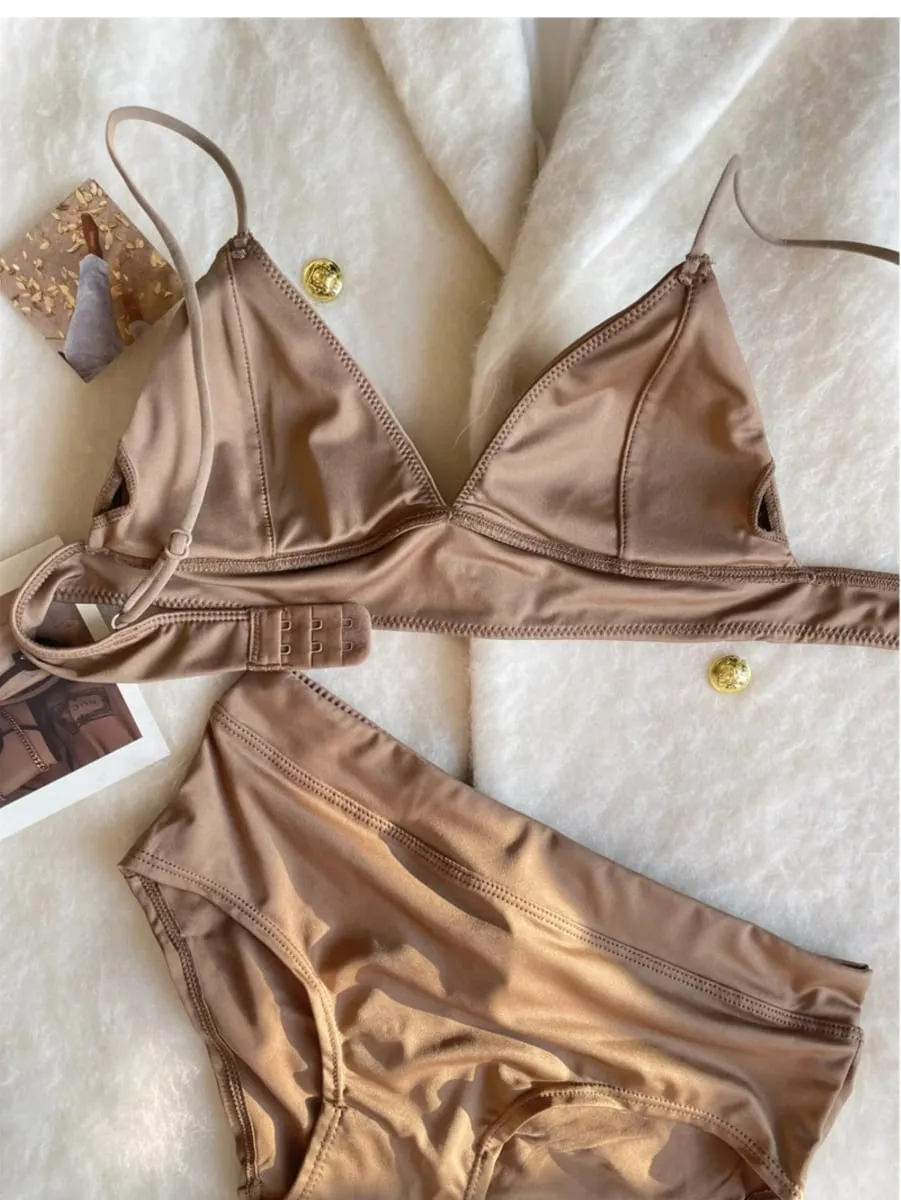 Triangle tasse imitation denim section mince sous-vêtements femme beauté dos lingerie rassemblé pour recueillir les seins ensemble de soutien-gorge confortable — image 3