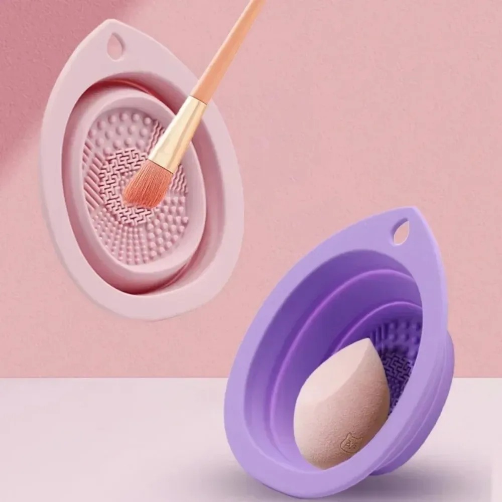 Soft Silicone Folding Makeup Brush Cleaning Bowl Powder Puff Cleaner Eyeshadow Brushes Wash Clean Mat Beauty Tools Scrubber Box