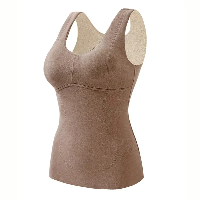 Winter Fleece Thermal Vest for Women Thickened Thermo Lingerie Seamless Soft Warm Inner Wear Female Undershirt With Bra Padded — image 10