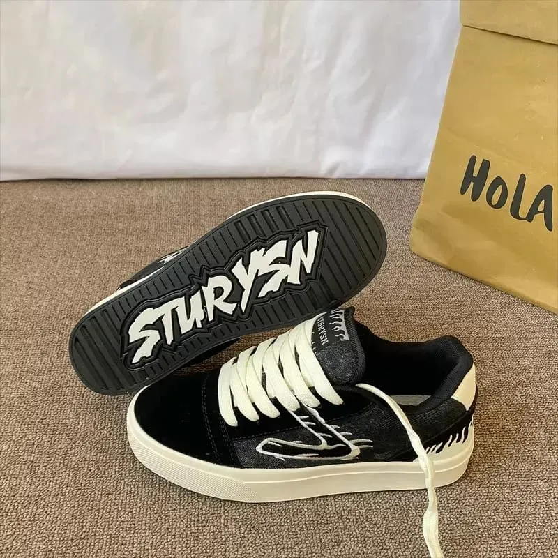 Design Sensation Men's Black White Board Shoes Spring 2026 New Style Couple Match Sport Low Top Casual Sneakers Breathable — image 2