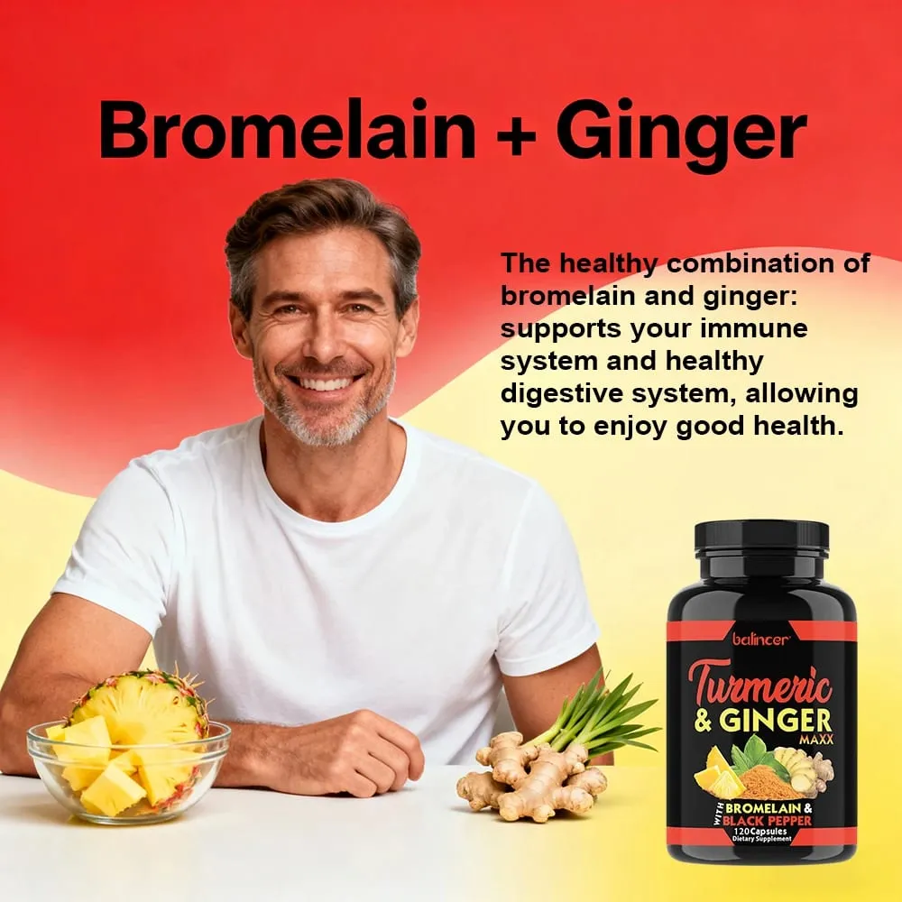 Organic Turmeric Curcumin Capsules with Ginger Support Joint Muscle Cardiovascular Cognitive Digestive & Immune Wellness — image 2