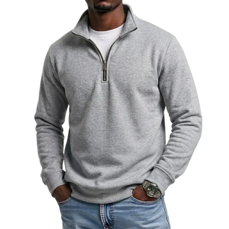 Outdoor Men Zipper Sweatshirts Spring Quarter Zip Pullover Half Zipper Hoodie for Men Gym Man Autumn Solid Men's Sweatshirt Coat — image 3