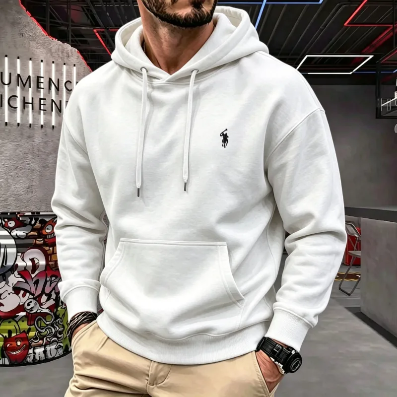 High-end herrhuv med långärmad 2026 höst-vinter lyxig fashionabla hästbroderi golftopp ledig hoodie herrkläder — image 2