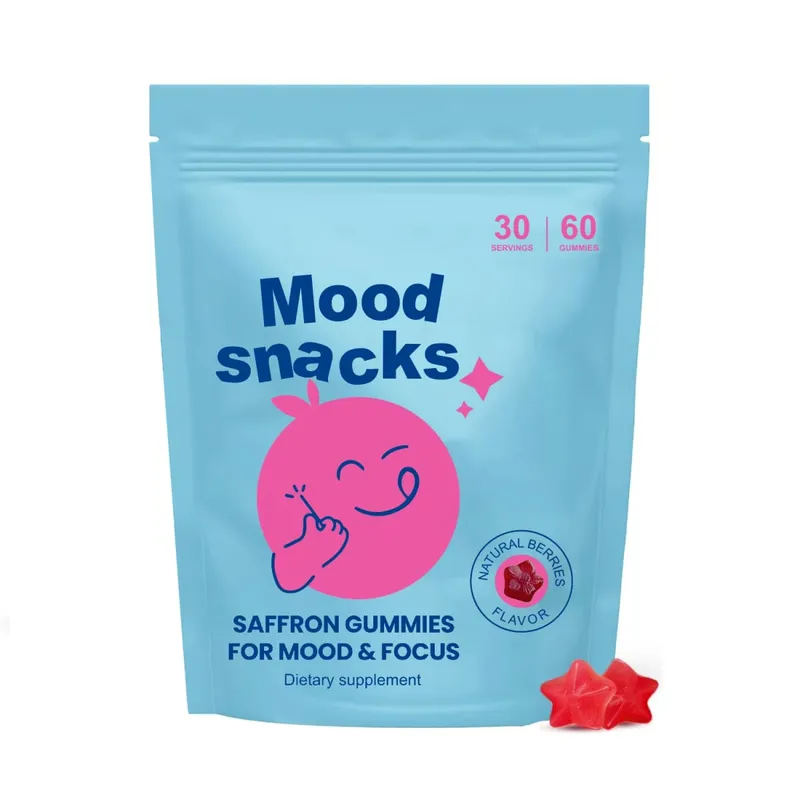 Mood Snacks - Kids Saffron Gummies Natural Berries Supplements Offer Mood Support and Calms Temper Tantrums Sugar Free Gummies