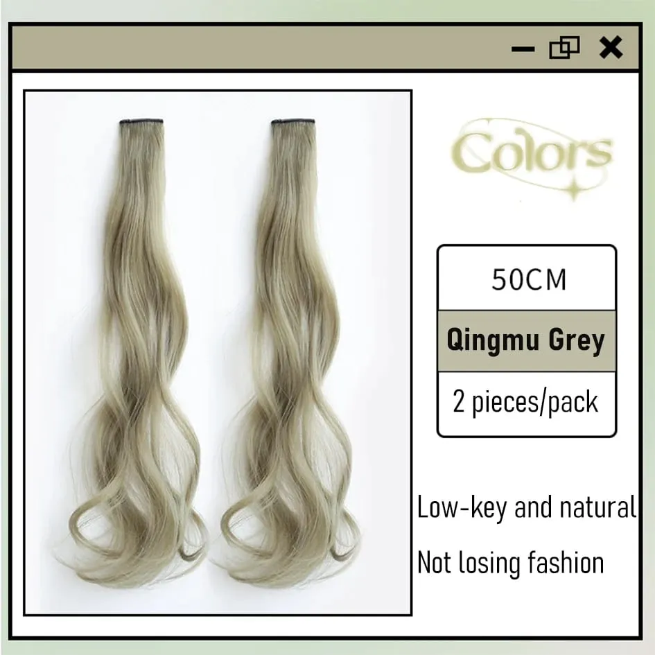 Extensions de cheveux synthétiques bouclés colorés 2 pièces/ensemble 50cm, perruque ondulée rose/bleue/violette pour Halloween/noël