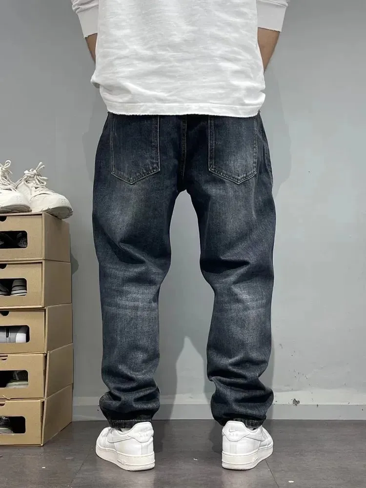 Spring/Autumn Fashion Trendy American Retro Straight Leg Stretch Denim Jeans Men's Casual Loose Fit Sports High Quality Jeans — image 3