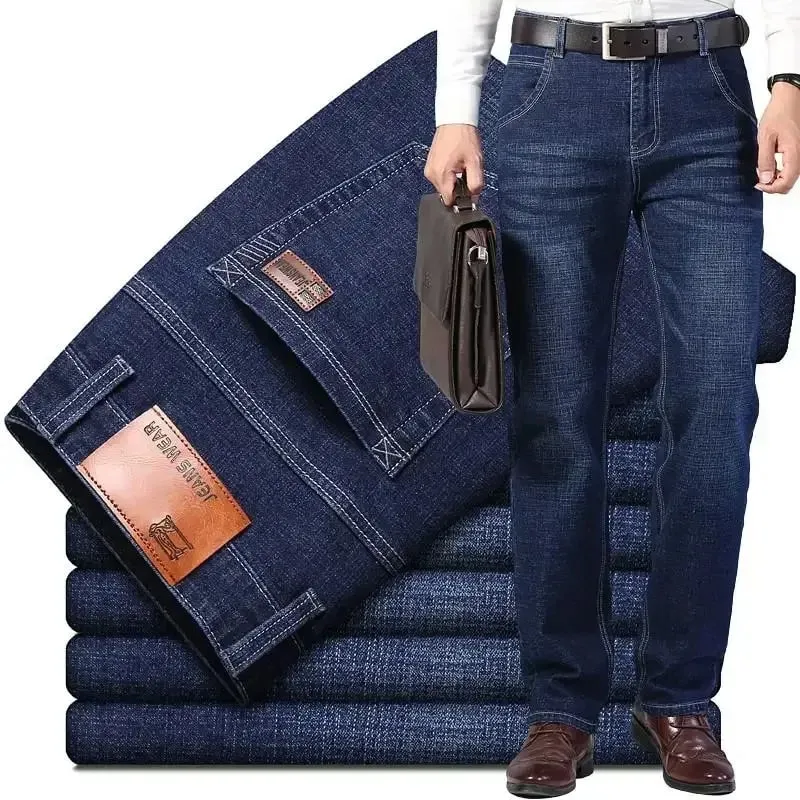 2026 New Men's Stretch Regular Fit Jeans Business Casual Classic Style Fashion Denim Trousers Male Black Blue Gray Pants — image 11