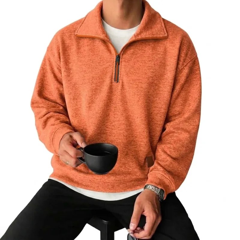 Men's Long Sleeve Half Zipper Sweatshirts Solid Pullover Luxury Zip Up Hoodies Casual Mens Coats Gym Man Quarter Zip Poleron — image 11