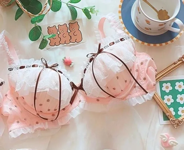 Kawaii Japanese Style Bra Set Underwired Lace Design Sweet & Sensual Look Light Push Up Support for Girls A/W Season Lingerie — image 9