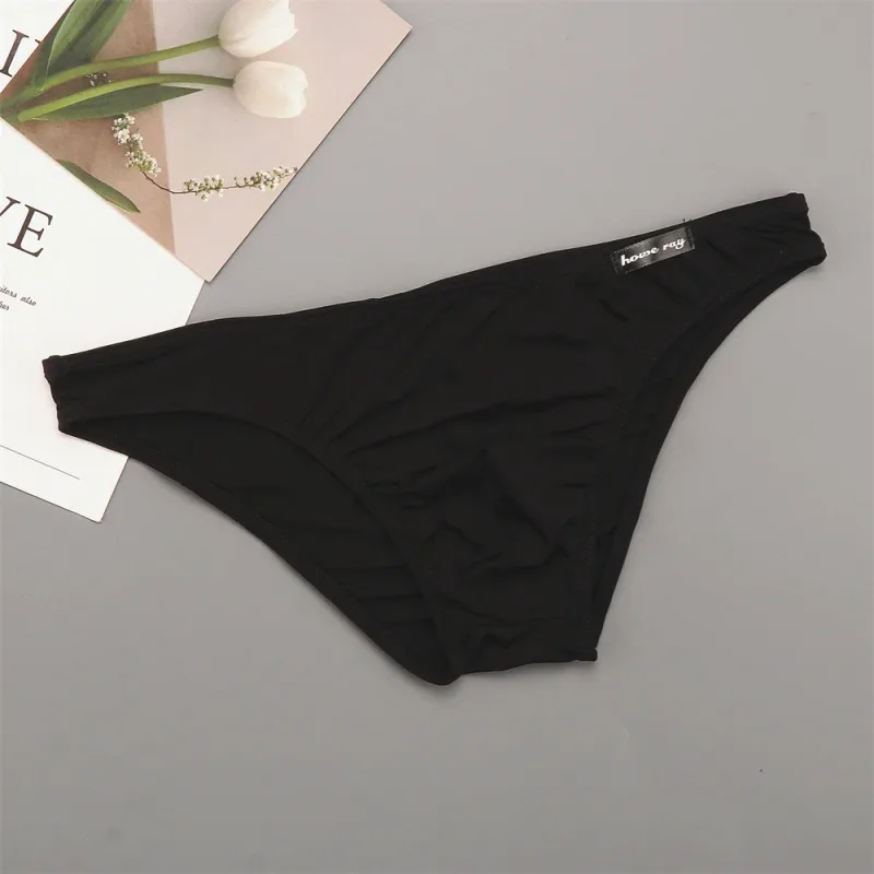 Thin Ice Silk Low Waist Men Briefs Solid Color Semi Transparent Underwear Plus Size Bulge Pouch Smooth Breathable Soft Panties — image 10
