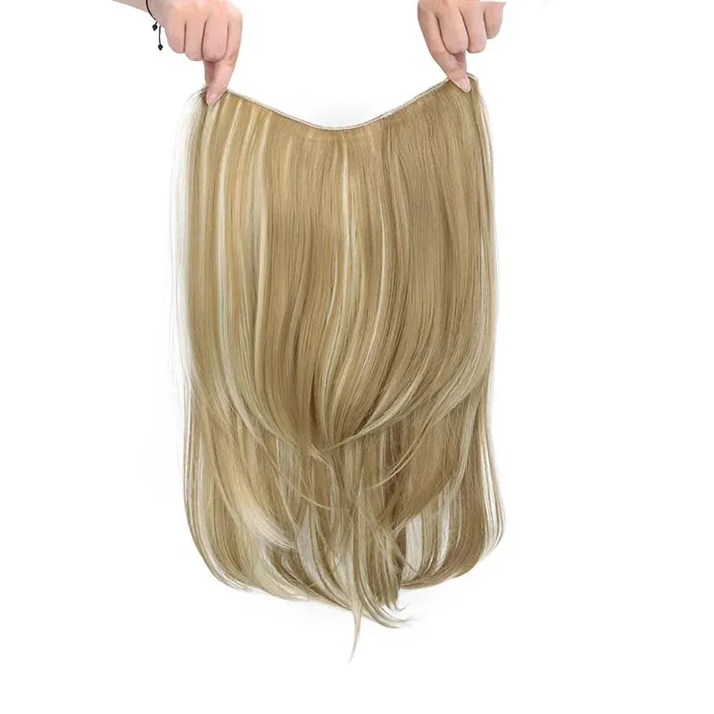 22Inch Synthetic V-Shape Long Straight Hair Extension Layered Hairpiece Natural Invisible Everyday Wear for Women Daily Party — image 12