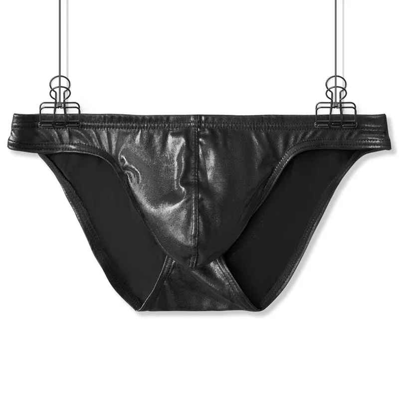 Men's Fashion Low Waist Imitation Leather Briefs with U Convex Pouch Sexy Underwear Lingerie 3PCS/2PCS/1PC Set — image 8