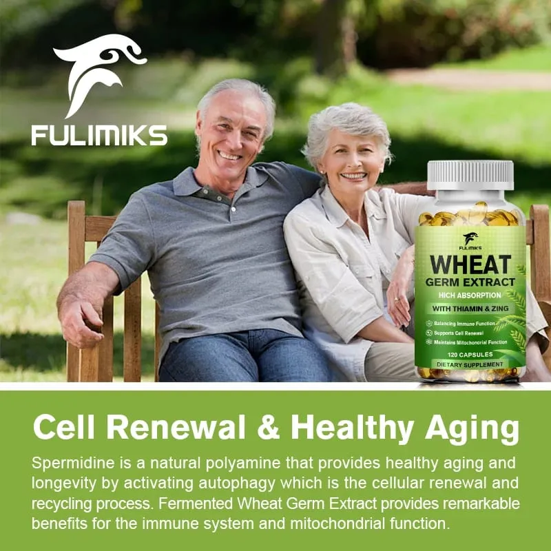 Spermidine 13mg Supplement Fermented Wheat Germ Extract Promotes Cellular renewal Anti-Aging Hair Growth & Immune Health — image 3