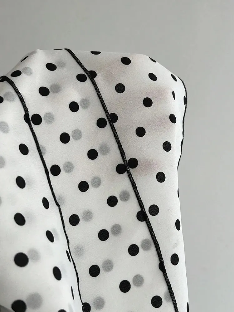French-Style Retro Lace Patchwork Color-Blocked Bow Polka Dot Camisole Sweet Youthful Stylish Slimming Vacation High-End Top for Women Women's Clothing — image 6