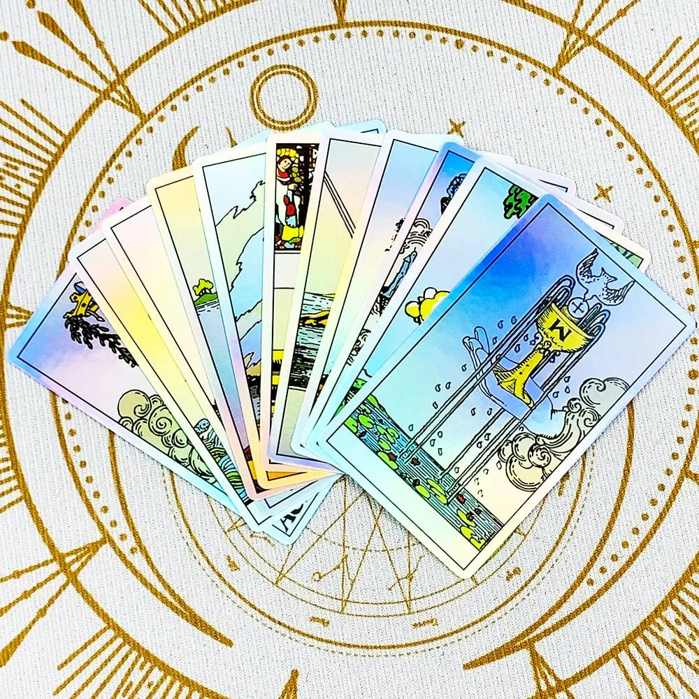 Holographic Rainbow Classic Tarot Deck 78Pcs Iridescent Tarot Card With Guidebook Divination Oracle Card For Beginners — image 3