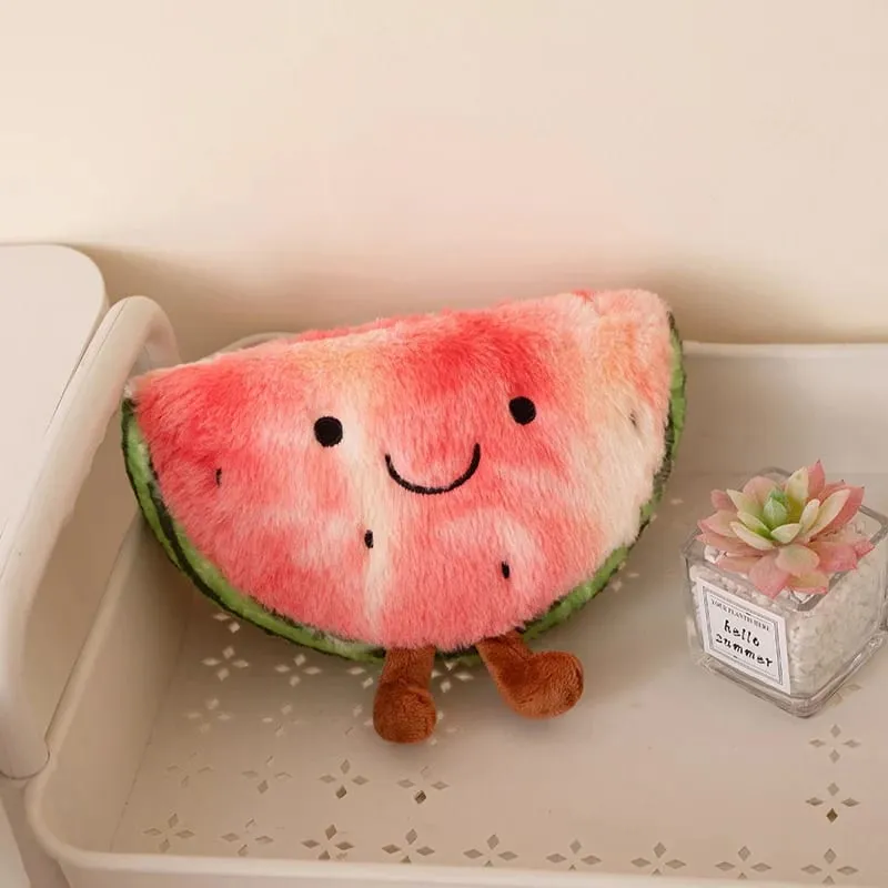 23/45cm Cute Watermelon Slice Plush Pillow Smiling Face Cute Triangular Fruit Red Cushion with Legs Plushie Decoration Gift — image 6