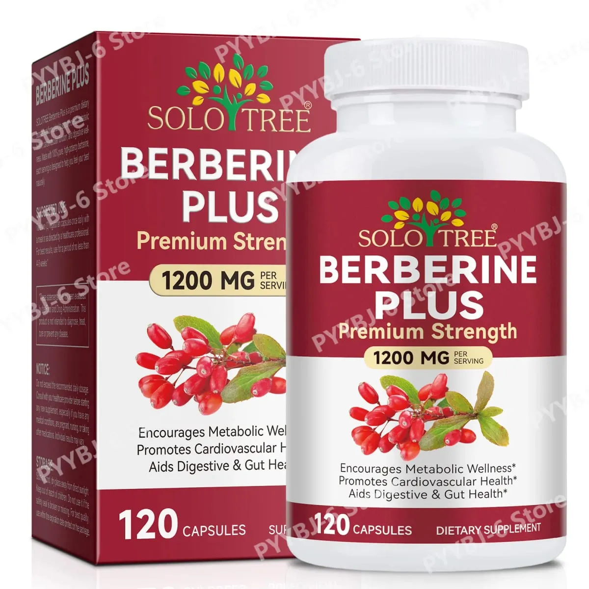 Berberine Plus Κάψουλες 1200mg Berberine HCl Μεταβολισμός & Υποστήριξη Υγείας του Πεπτικού Εντέρου 120 Κάψουλες — image 2