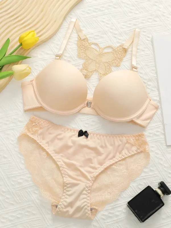 Sexy Red 2 Piece Lingerie Set Front Button Push Up Bra Beautiful Butterfly Back Fashion Women Underwear A2120 — image 8