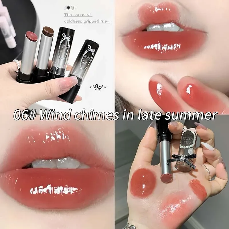Pink Crystal Mirror Glass Solid Lip Gloss Round Tube Water Light Lipstick Clear Jelly Lip Glaze Nude Brown Moisturizing Lip Tint — image 12