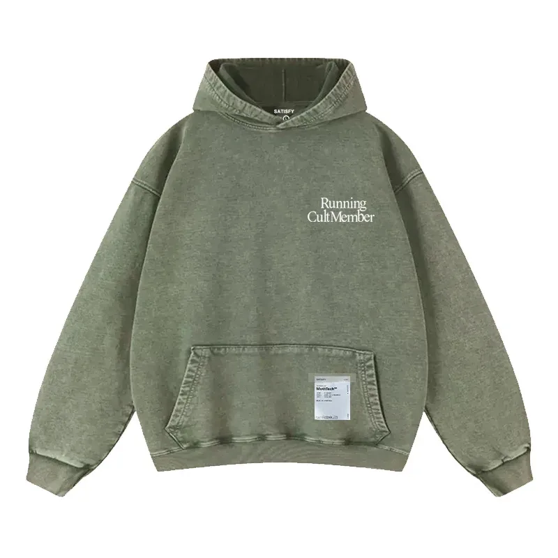 Elf-Adhesive SATISFY Flocking Print Hoodie Sweatshirt Jacket Street Style Loose Fit Long Sleeve for Young Men And Women — image 12
