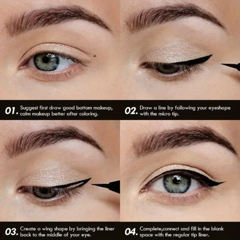 3Pcs Smooth Eyeliner Pen - Smudge-Proof Eye Pen Quick-Dry For All Occasions Black And Dark Brown Eye Makeup — image 6