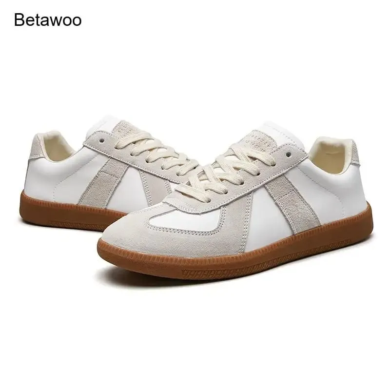 Men Retro Suede Leather Casual Sneakers Lace Up Flat Skate Shoes Comfortable Non Slip Sports Shoes for Men — image 2