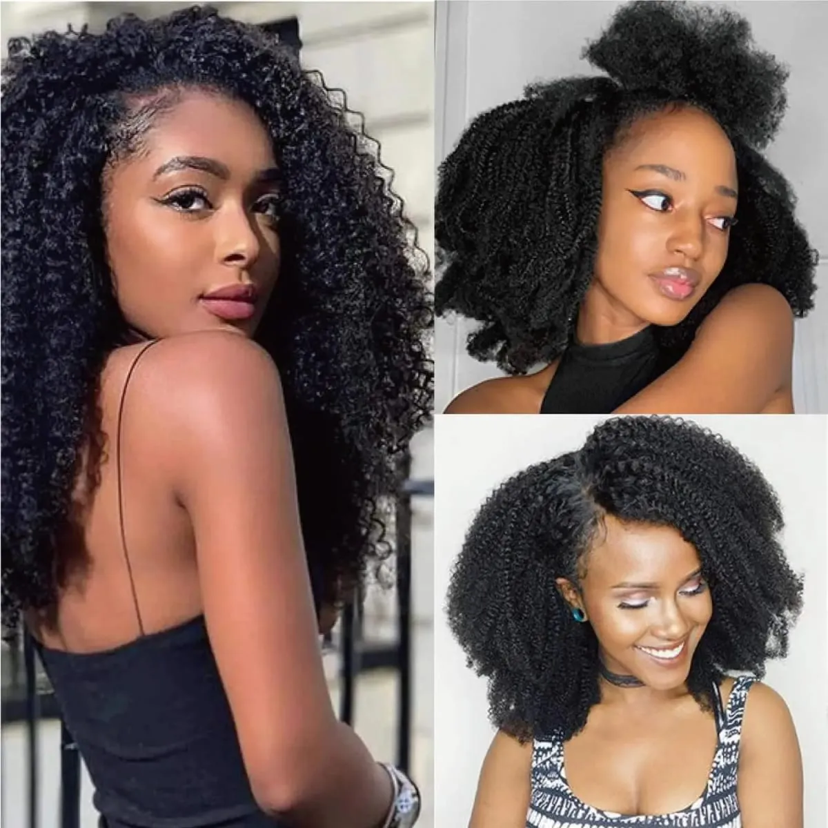 Real Remy Afro Coily Clip In Human Hair Extensions Unprocessed 4B 4C Afro Kinky Curly Clip Ins For African Americans Black Women — image 6
