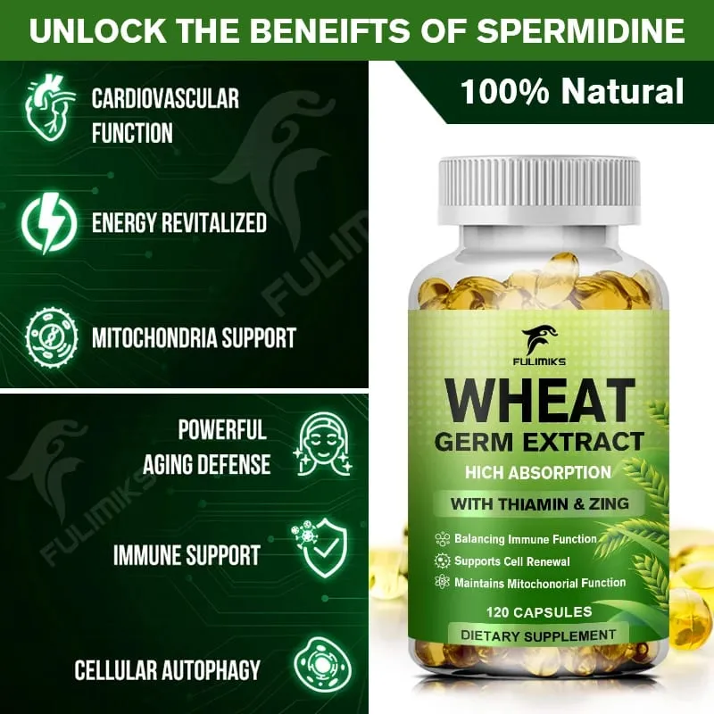Spermidine 13mg Supplement Fermented Wheat Germ Extract Promotes Cellular renewal Anti-Aging Hair Growth & Immune Health — image 4