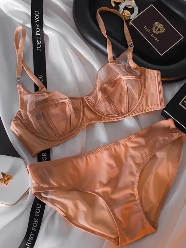 French Lace Minimizer Bra Set Ultra Thin Cup Support Anti Sag Push Up Lingerie for Large Bust Women Breathable Underwear 32-38AB