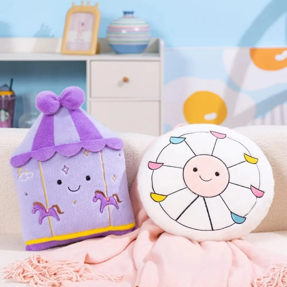 Cute Amusement Park Themed Plush Toy Fluffy Carousel Ferris Wheel Shaped Throw Pillow Sofa Cushion Home Decor — image 4