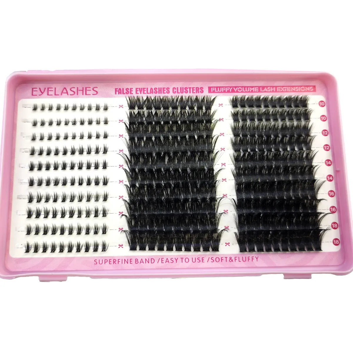 600PCS False Eyelash Cluster DIY Extended Mixing Disc Plump Clustered Single Piece Cat Eye False Eyelash Spikes+Bottom — image 5